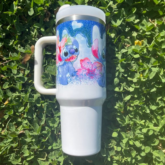 Custom 40 oz Tumbler Disney Lilo & Stitch Double-wall vacuum insulation … - Picture 7 of 9